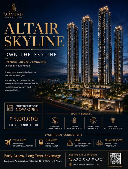 Altair Skyline post: Own the skyline, four lit towers over Kharghar, Navi Mumbai